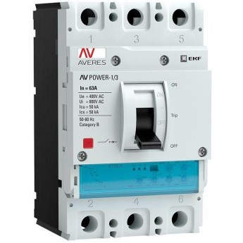 Автоматический выключатель EKF AV POWER-1/3 3Р 63А 50kA ETU2.0 mccb-13-63-2.0-av Автоматический выключатель EKF AV POWER-1/3 3Р 63А 50kA ETU2.0 mccb-13-63-2.0-av