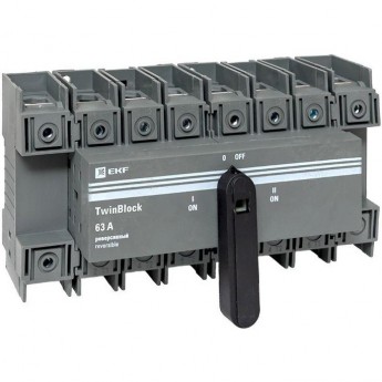 Рубильник EKF 63A 4P реверсивный c рукояткой для прямой установки TwinBlock Рубильник EKF 63A 4P реверсивный c рукояткой для прямой установки TwinBlock