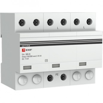 Устройство защиты от импульсных перенапряжений EKF Тип 1 Iimp 25kA (10/350μs) 3P